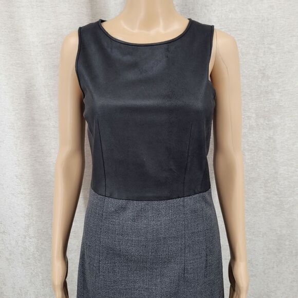 Theory Fitted Sheath Leather Bodice Wool Skirt Tirionne C Magistrate Mini Dress - Picture 4 of 16
